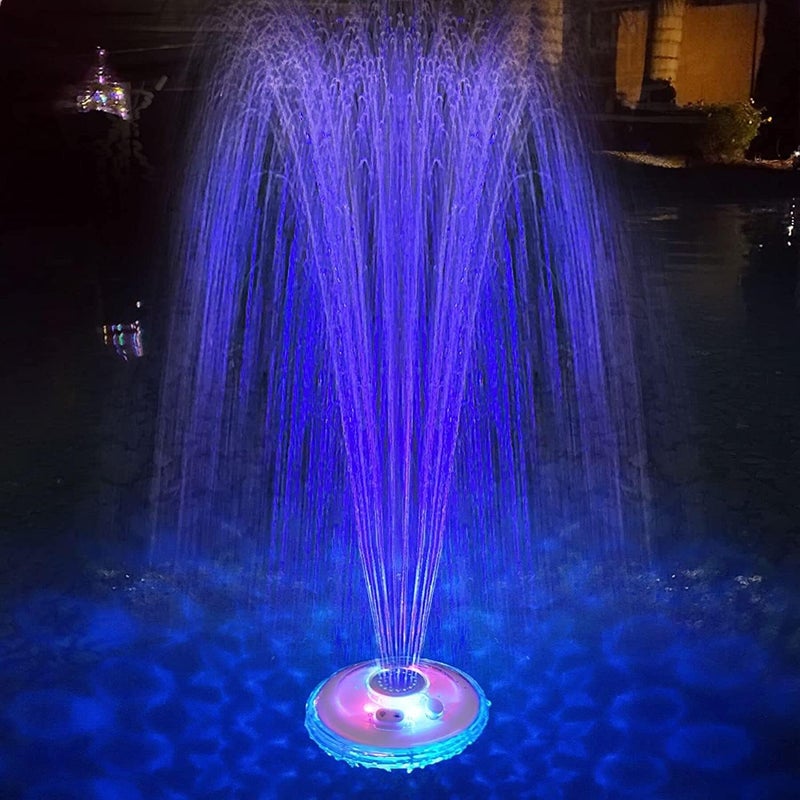 KingSom Floating Pool Fountain with Underwater Light Show, Floating Pond Fountain, 2 Spray Modes Waterfall Fountain, Waterproof Sprinkler Fountains for Inground Above Ground Pools - Image 1
